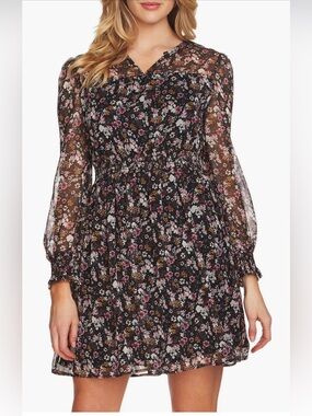 CeCe Abbey Bouquet Fit & Flare Dress, NWT